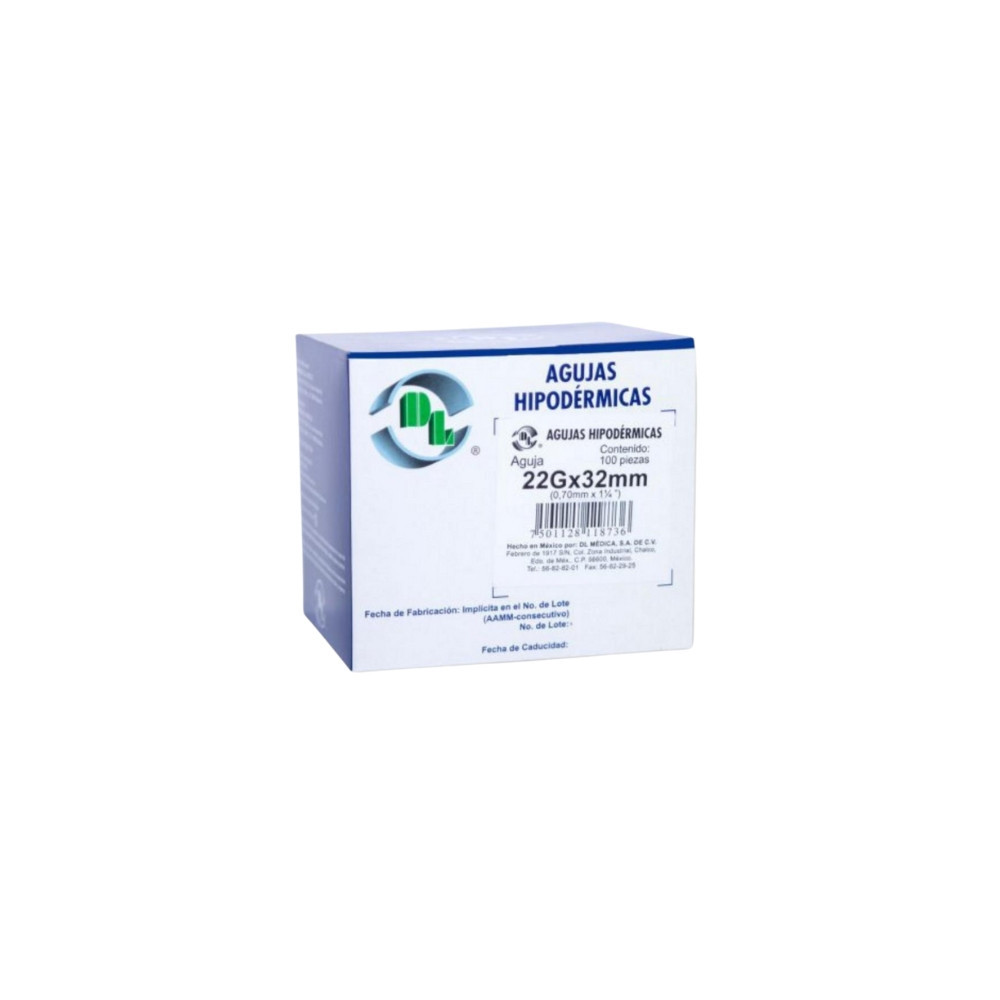 Agujas hipodermicas 22x32 C100 Dentilab