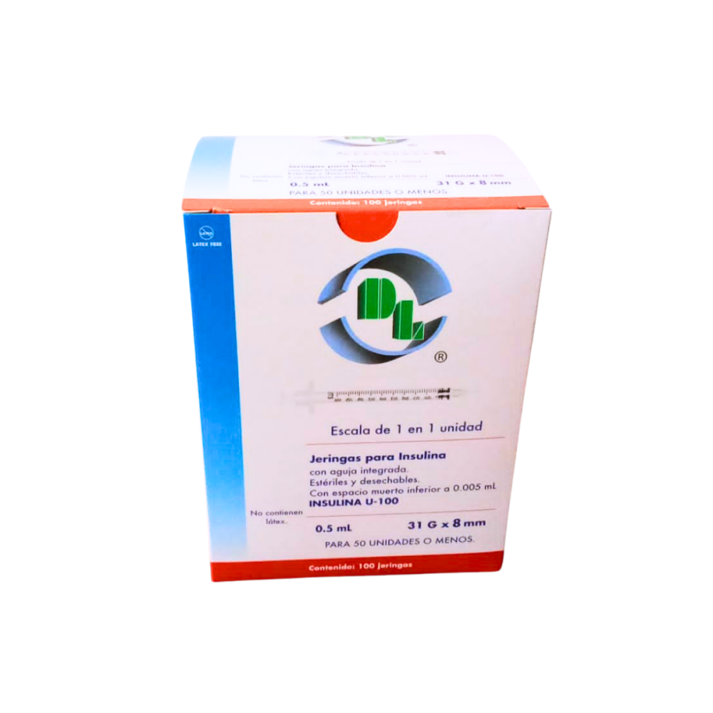 Jeringa Para Insulina 0.5ml 31X8 C/100 Pzas Dl