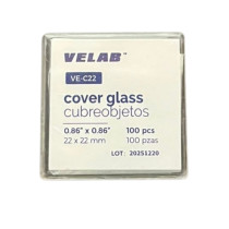 Cubreobjetos para Microscopio VELAB 22 x 22 mm – Caja con 100 piezas